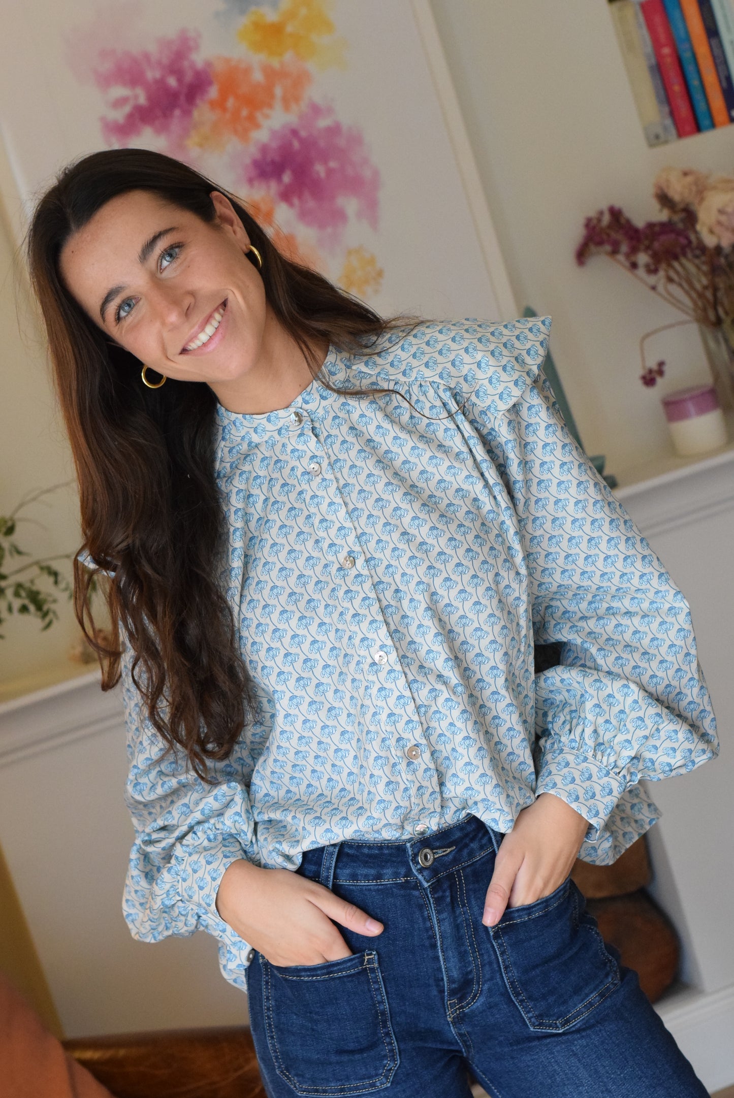 BLUSA MATILDE -  FLOR AZUL
