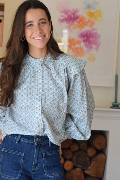 BLUSA MATILDE -  FLOR AZUL