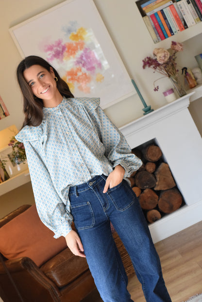 BLUSA MATILDE -  FLOR AZUL
