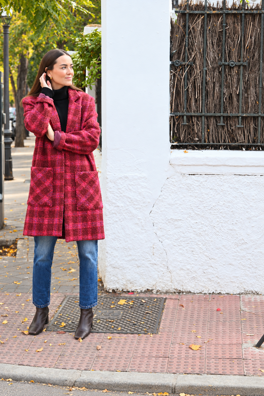ABRIGO CATERINA - TARTAN BURDEOS - PREORDER 10 NOVIEMBRE