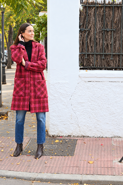 ABRIGO CATERINA - TARTAN BURDEOS - PREORDER 10 NOVIEMBRE