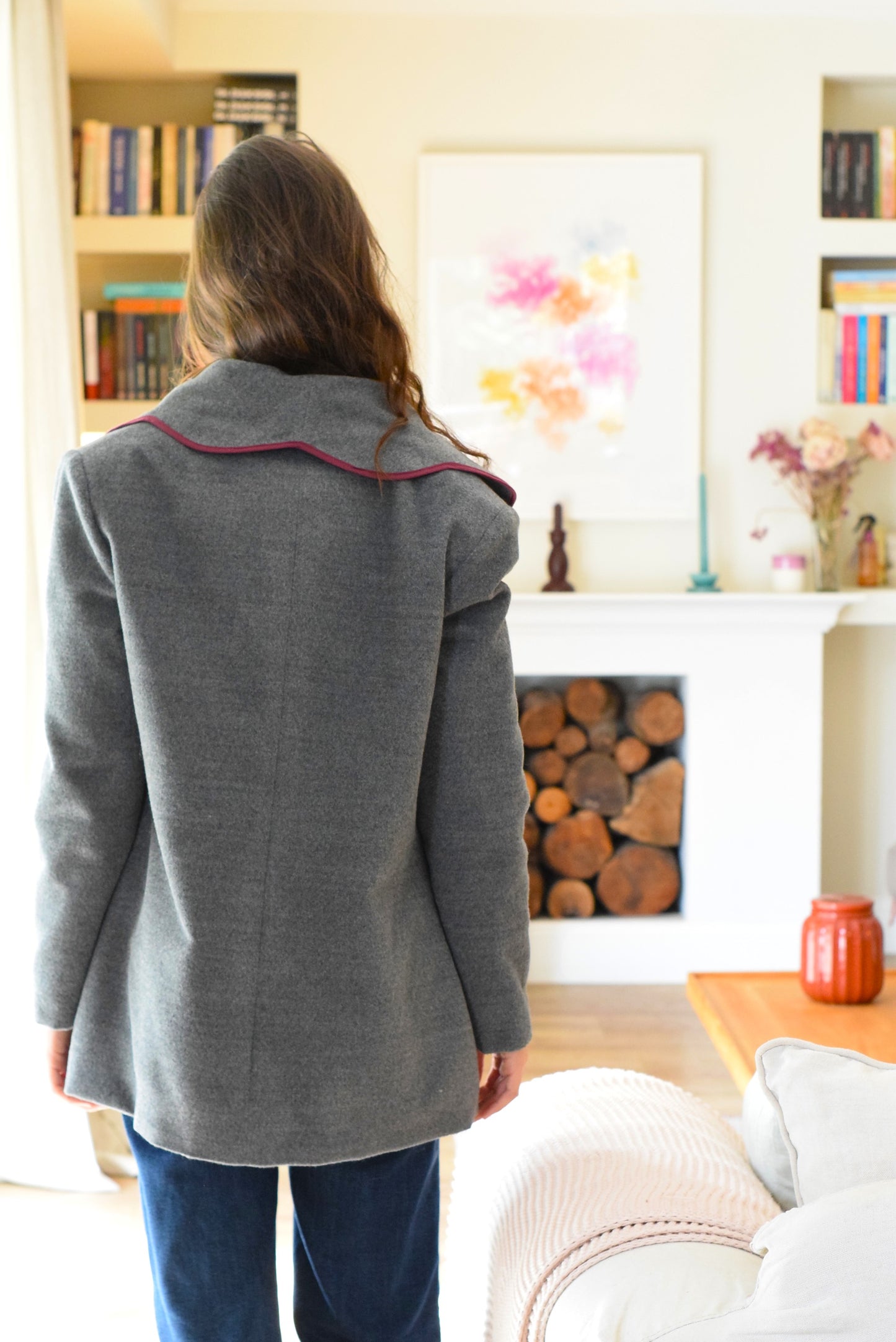 CHAQUETA NICOLETTA - GRIS Y GRANATE - PREORDER 23 NOVIEMBRE