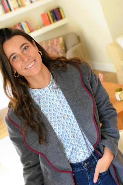 CHAQUETA NICOLETTA - GRIS Y GRANATE - PREORDER 23 NOVIEMBRE