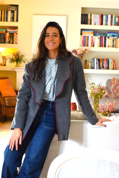 CHAQUETA NICOLETTA - GRIS Y GRANATE - PREORDER 23 NOVIEMBRE