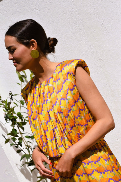 VESTIDO FELISA - FLORES AMARILLAS -