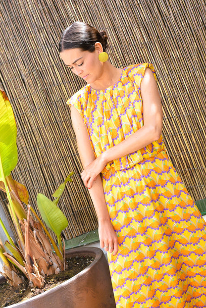 VESTIDO FELISA - FLORES AMARILLAS -
