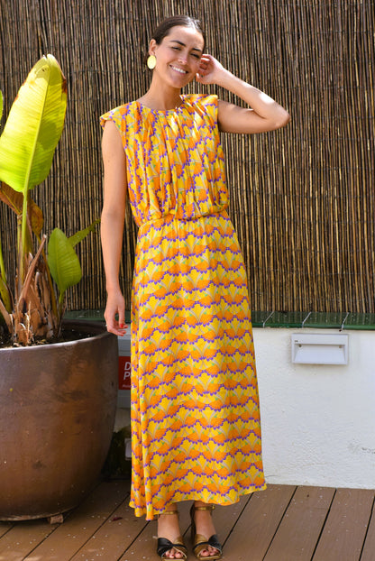 VESTIDO FELISA - FLORES AMARILLAS -