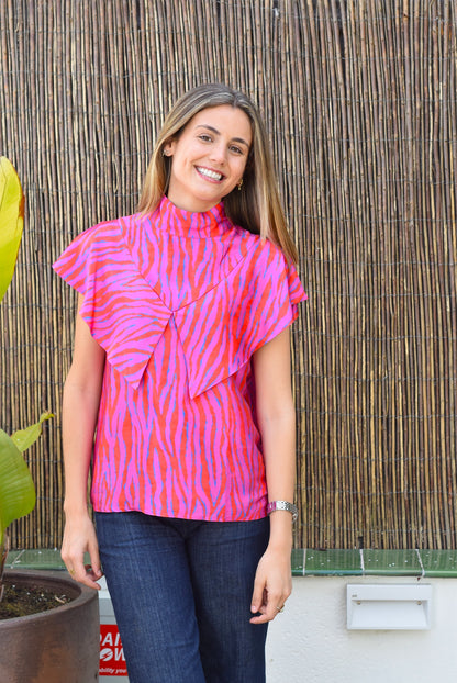 BLUSA FLAVIA - FUCSIA Y ROJO