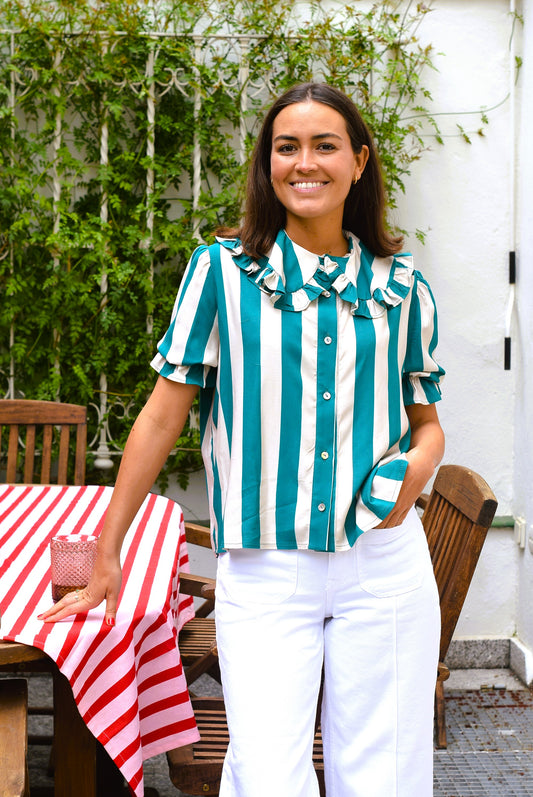 CAMISA BEATRIZ - RAYAS VERDES