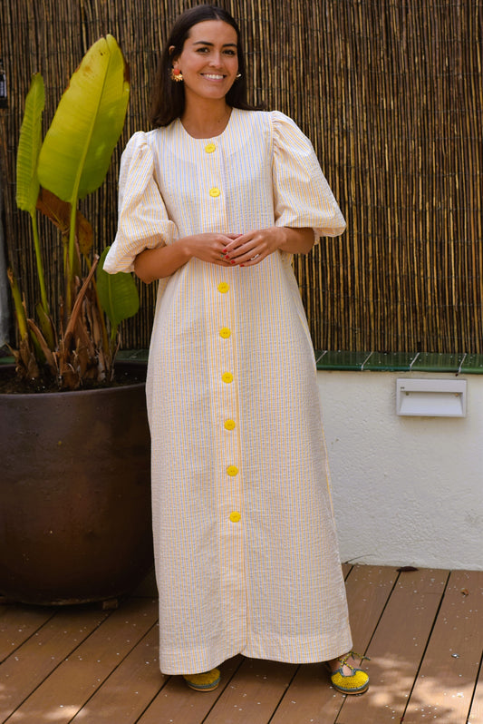 VESTIDO HILDA - RAYAS AMARILLAS - PREORDER 16 MAYO