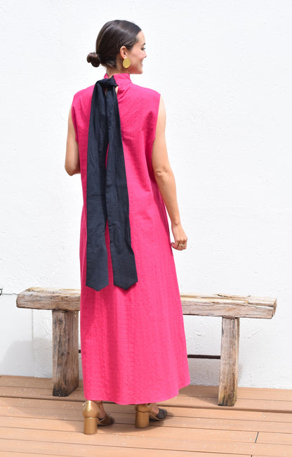 VESTIDO CLEMENTINA - FUCSIA Y NEGRO - PREORDER 16 MAYO