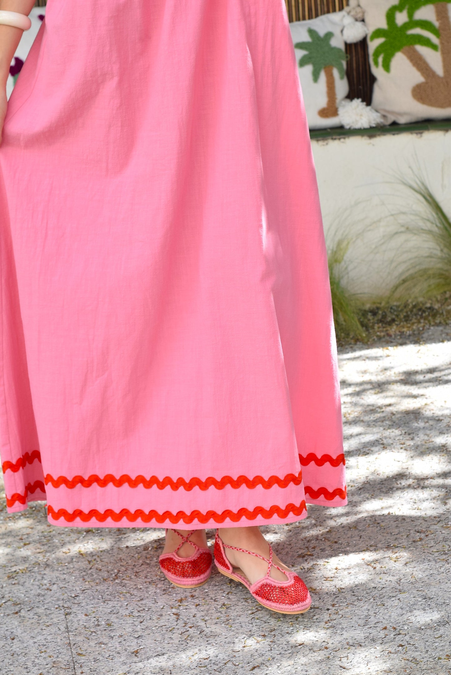 VESTIDO MATILDA - ROSA CON ROJO - PREORDER 21 MAYO