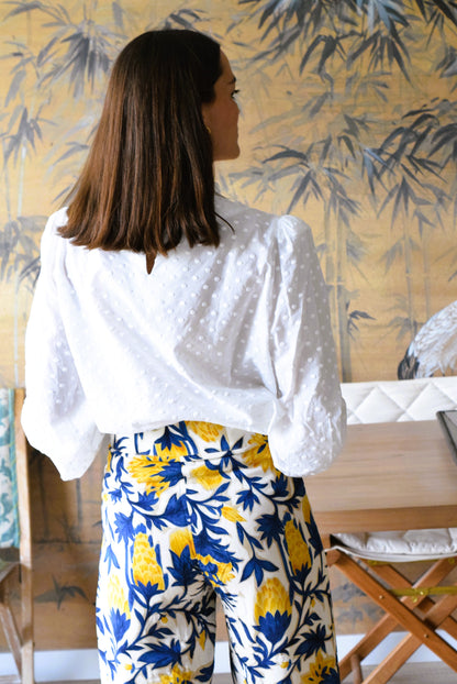 PANTALONES SOL - FLOR AZUL Y AMARILLA - PREORDER 5 SEPTIEMBRE