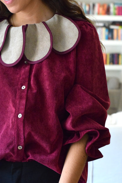 BLUSA PIA - MICROPANA GRANATE - PREORDER 12 NOVIEMBRE