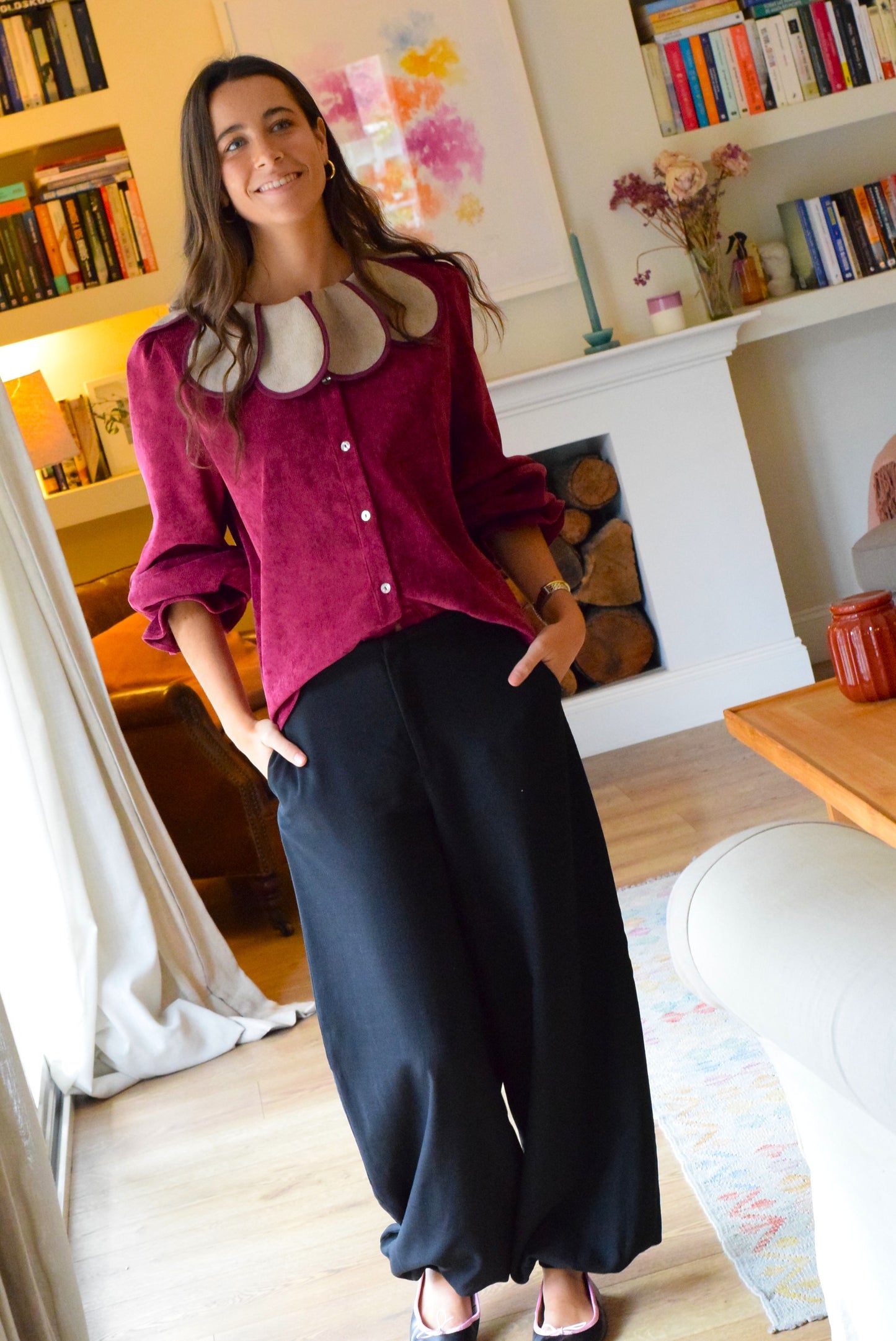 BLUSA PIA - MICROPANA GRANATE - PREORDER 12 NOVIEMBRE