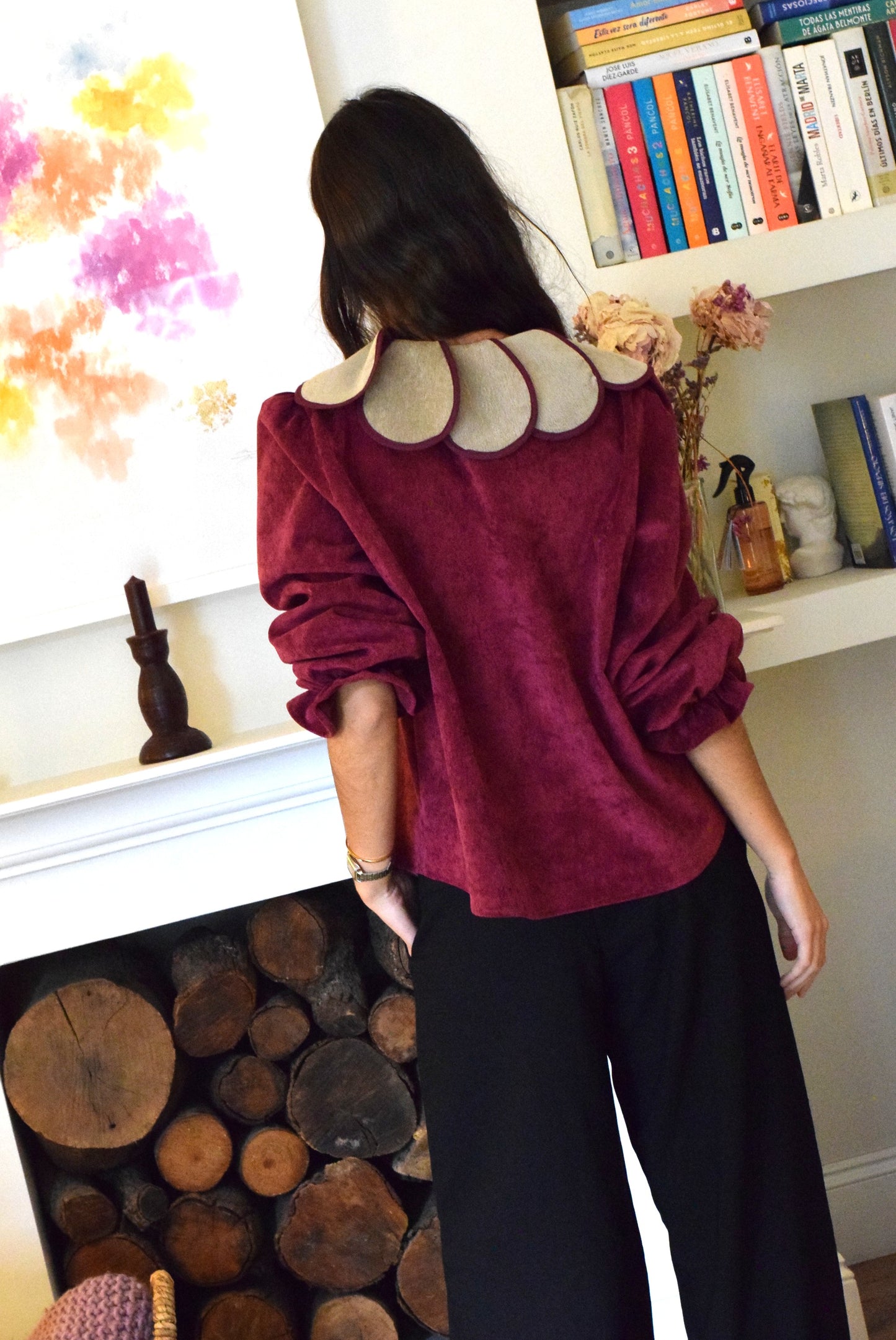 BLUSA PIA - MICROPANA GRANATE - PREORDER 12 NOVIEMBRE