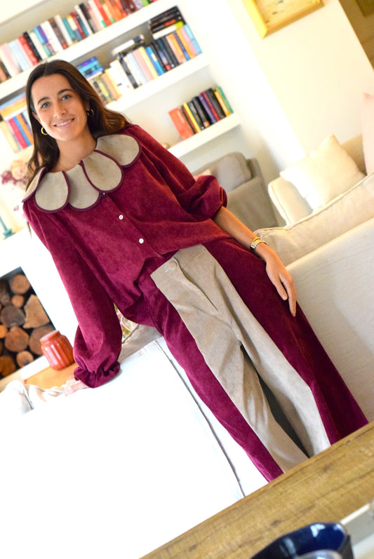 BLUSA PIA - MICROPANA GRANATE - PREORDER 12 NOVIEMBRE