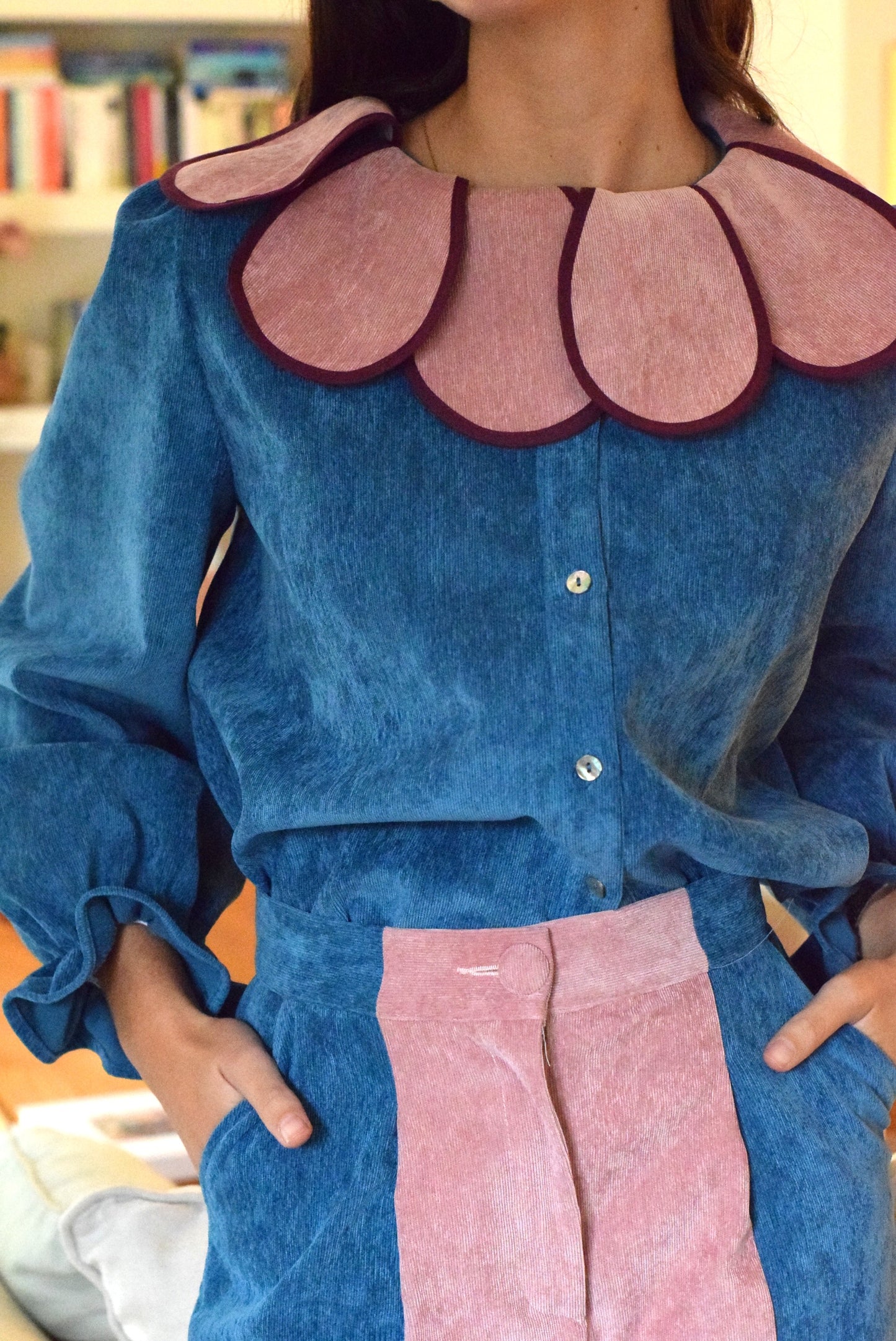 BLUSA PIA - MICROPANA AZUL - PREORDER 12 NOVIEMBRE