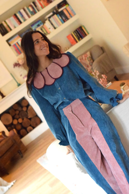 BLUSA PIA - MICROPANA AZUL - PREORDER 12 NOVIEMBRE