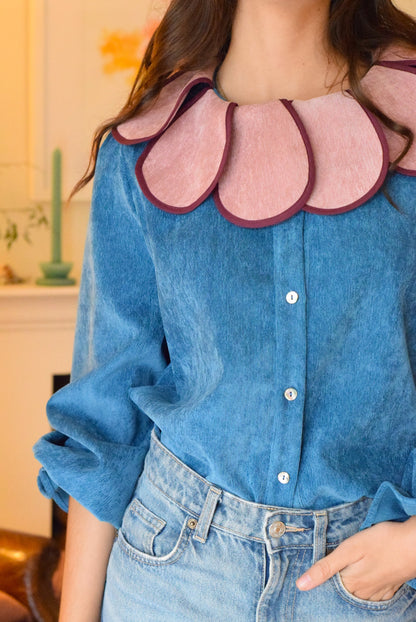 BLUSA PIA - MICROPANA AZUL - PREORDER 12 NOVIEMBRE