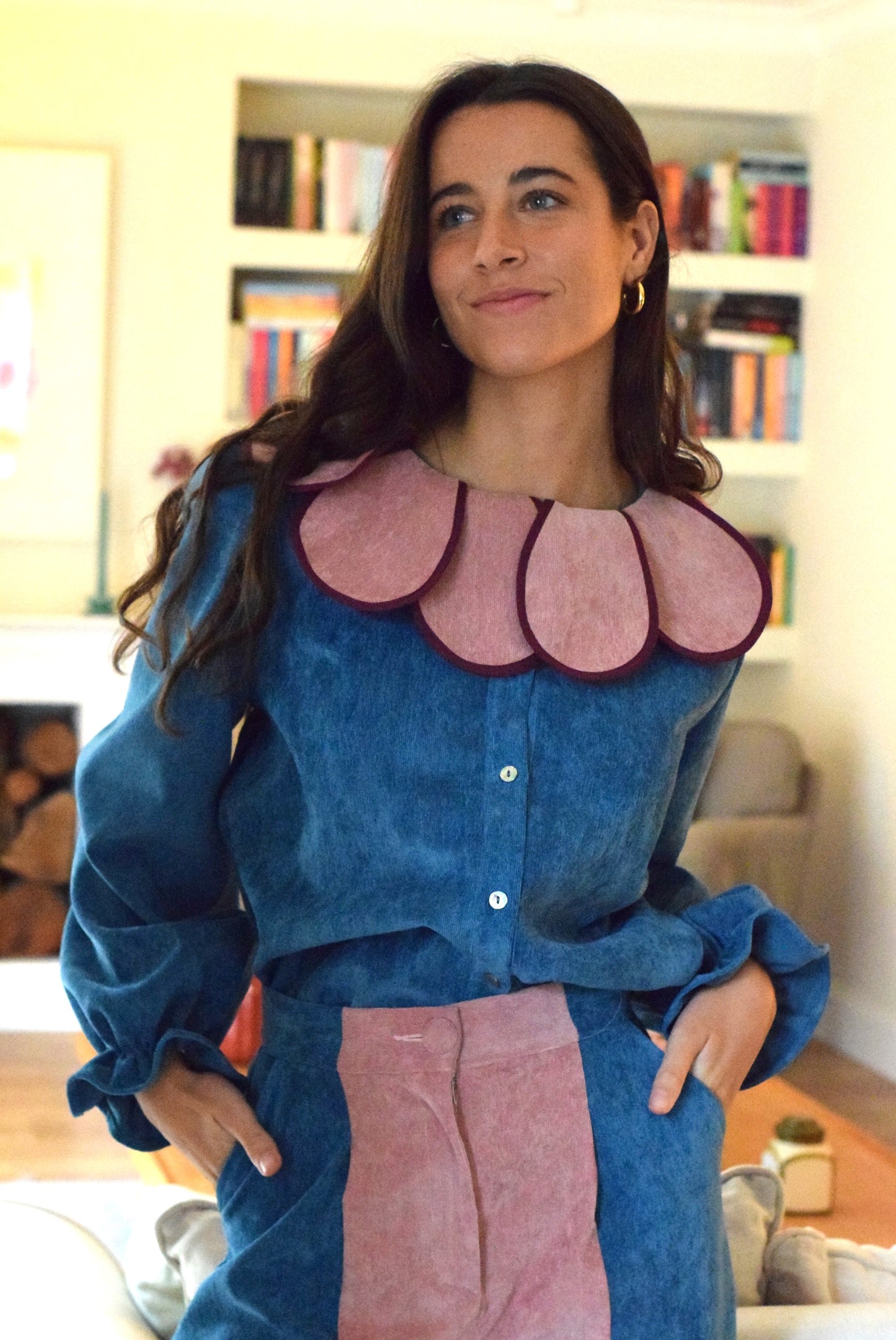 BLUSA PIA - MICROPANA AZUL - PREORDER 12 NOVIEMBRE