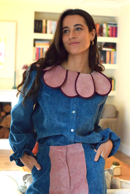 BLUSA PIA - MICROPANA AZUL - PREORDER 12 NOVIEMBRE