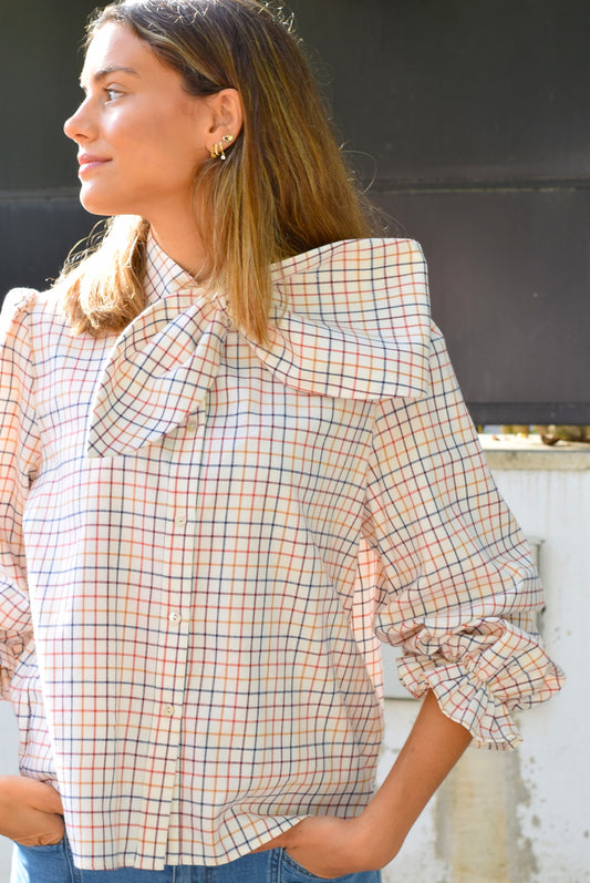BLUSA RAFAELA - CUADRO MARRÓN - PREORDER 3 OCTUBRE