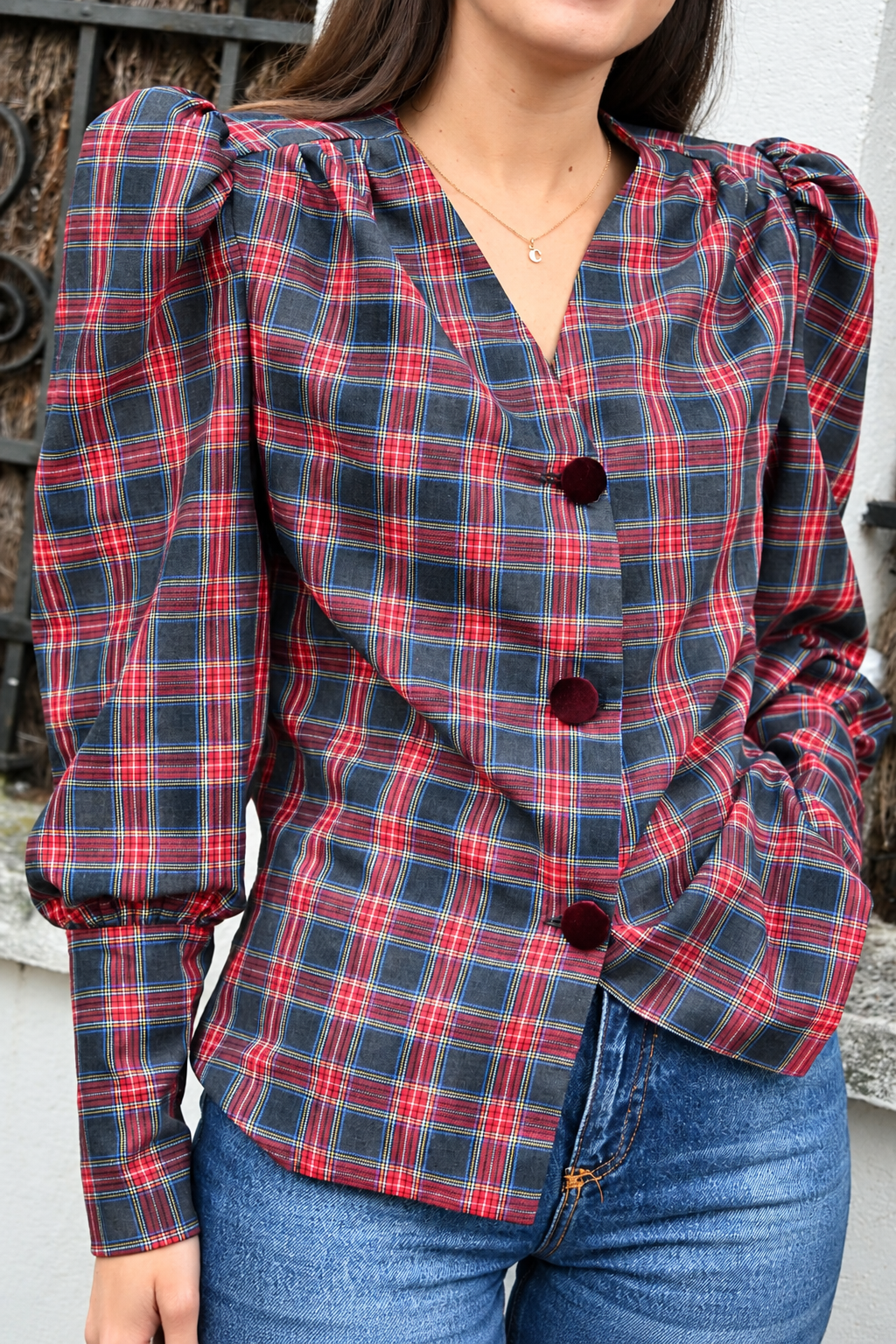 BLUSA FABIOLA - TARTAN GRIS