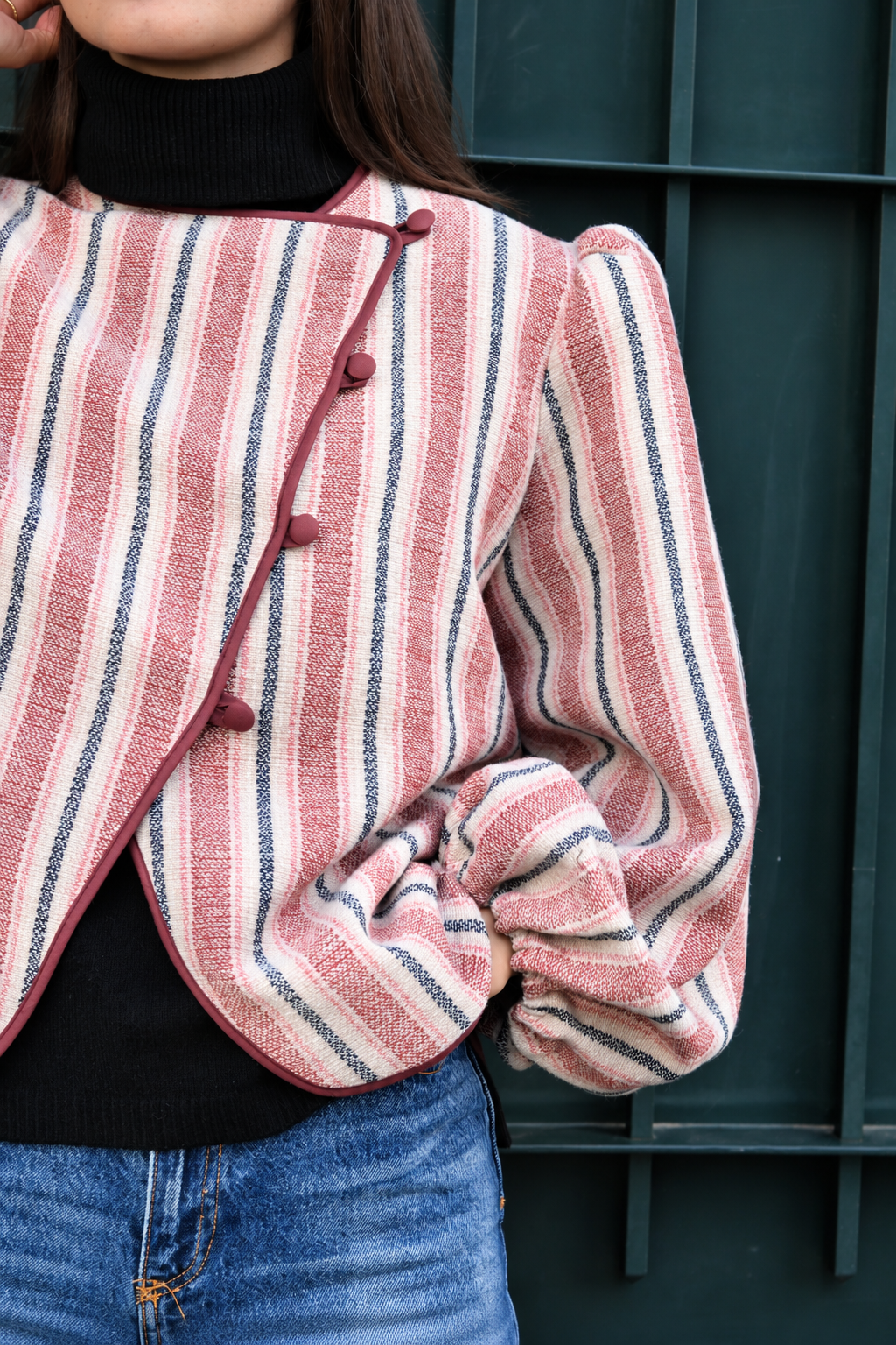 CHAQUETA SIMONA - RAYAS ROSA EMPOLVADO
