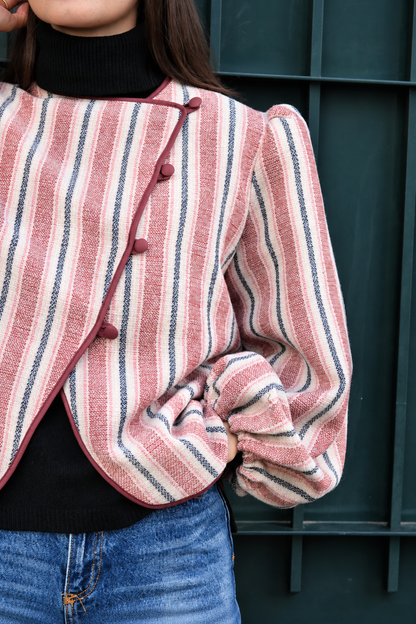 CHAQUETA SIMONA - RAYAS ROSA EMPOLVADO