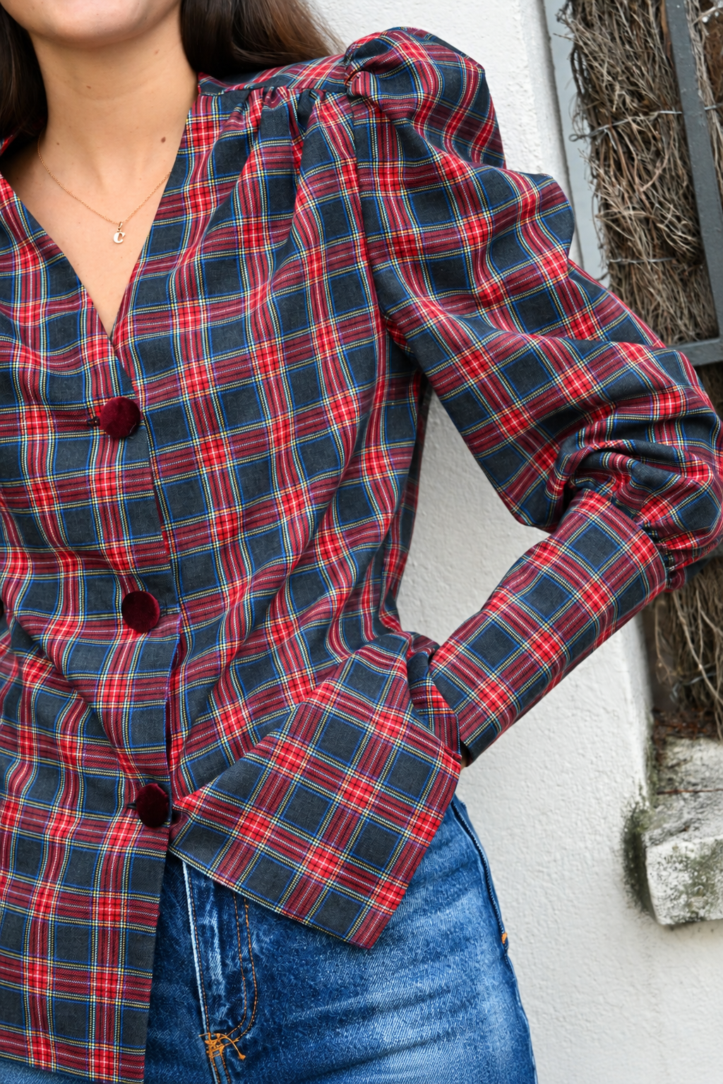 BLUSA FABIOLA - TARTAN GRIS