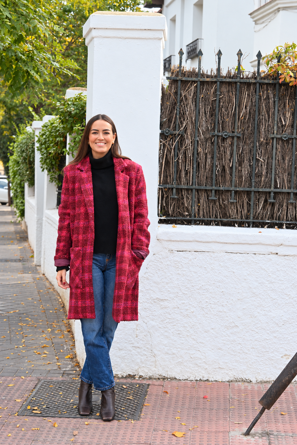ABRIGO CATERINA - TARTAN BURDEOS - PREORDER 10 NOVIEMBRE