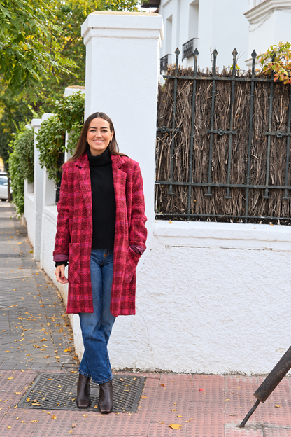 ABRIGO CATERINA - TARTAN BURDEOS - PREORDER 10 NOVIEMBRE