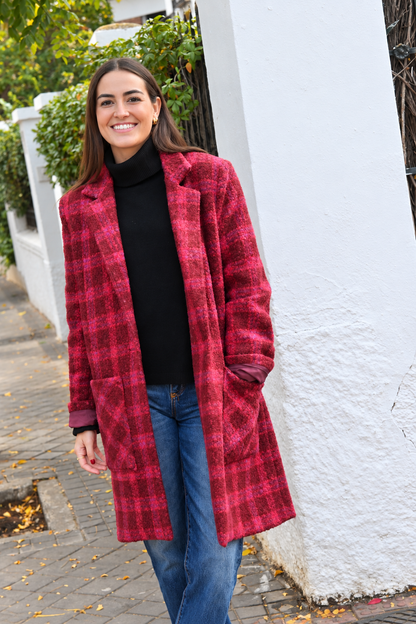 ABRIGO CATERINA - TARTAN BURDEOS - PREORDER 10 NOVIEMBRE