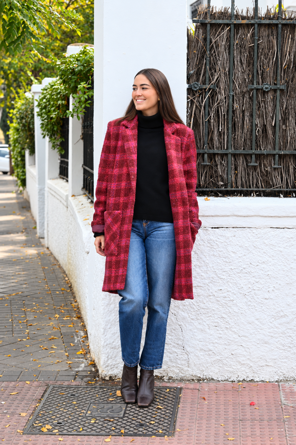 ABRIGO CATERINA - TARTAN BURDEOS - PREORDER 10 NOVIEMBRE