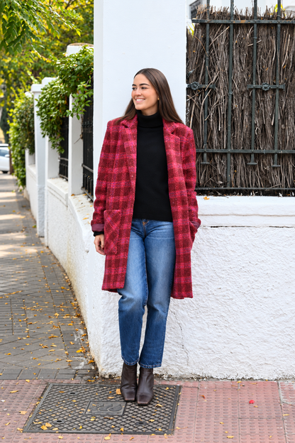 ABRIGO CATERINA - TARTAN BURDEOS - PREORDER 10 NOVIEMBRE