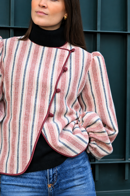 CHAQUETA SIMONA - RAYAS ROSA EMPOLVADO