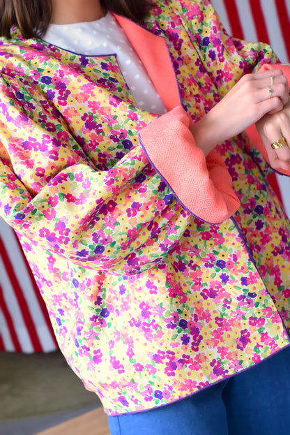 CHAQUETA SOFÍA REVERSIBLE - CORAL Y FLORES - PREORDER 9 MAYO