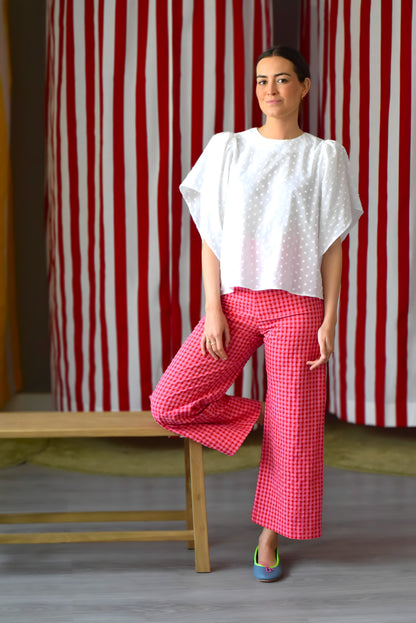 SUN PANTS - PINK AND RED VICHY -
