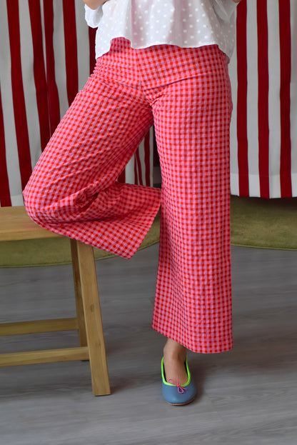 SUN PANTS - PINK AND RED VICHY -