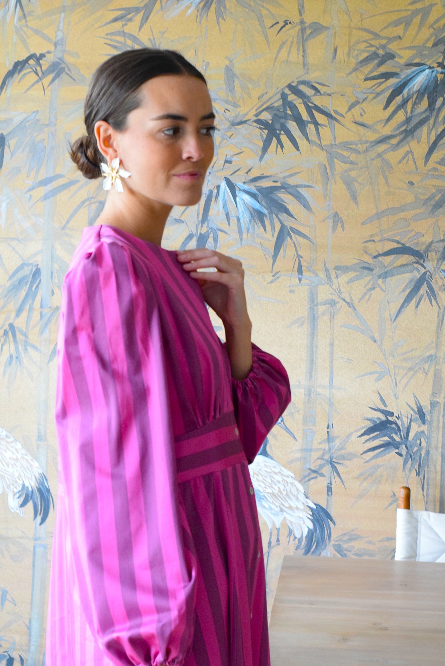 VESTIDO JIMENA - RAYAS ROSAS