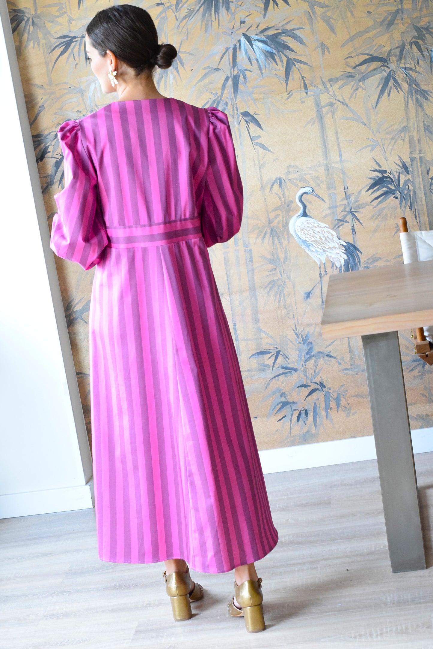 VESTIDO JIMENA - RAYAS ROSAS