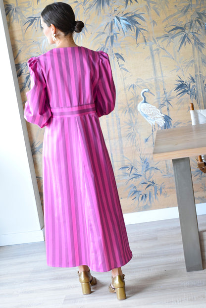 VESTIDO JIMENA - RAYAS ROSAS