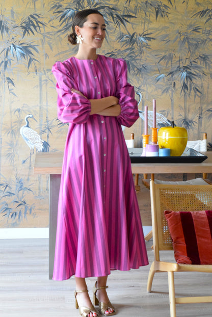 VESTIDO JIMENA - RAYAS ROSAS