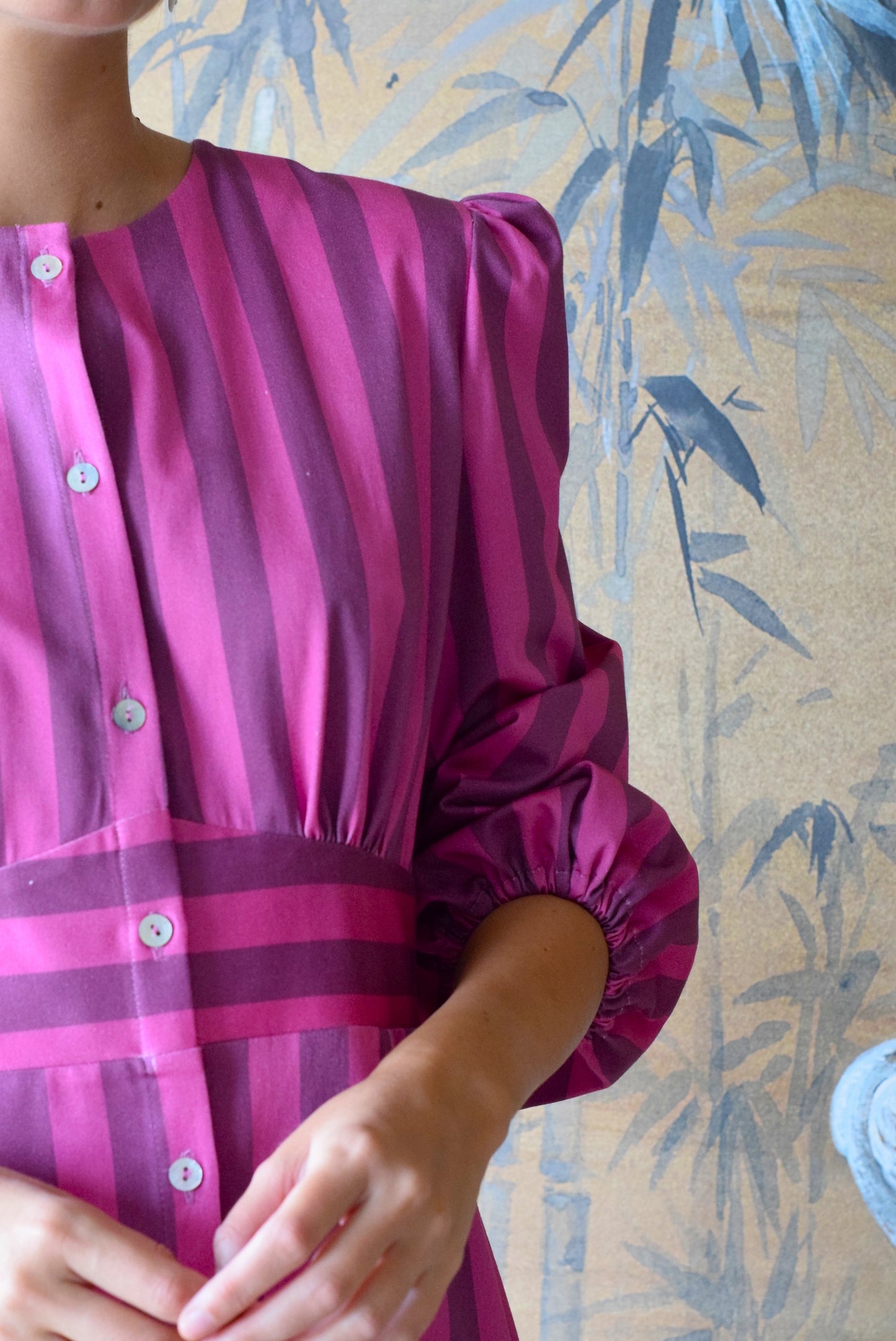 VESTIDO JIMENA - RAYAS ROSAS