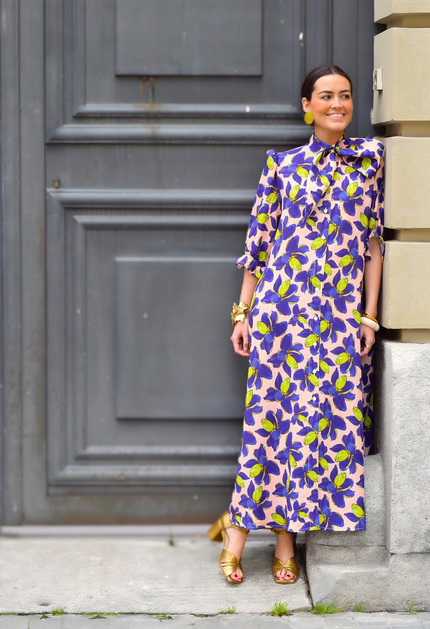VESTIDO RAFAELA - FLOR MORADA - PREORDER 10 MAYO