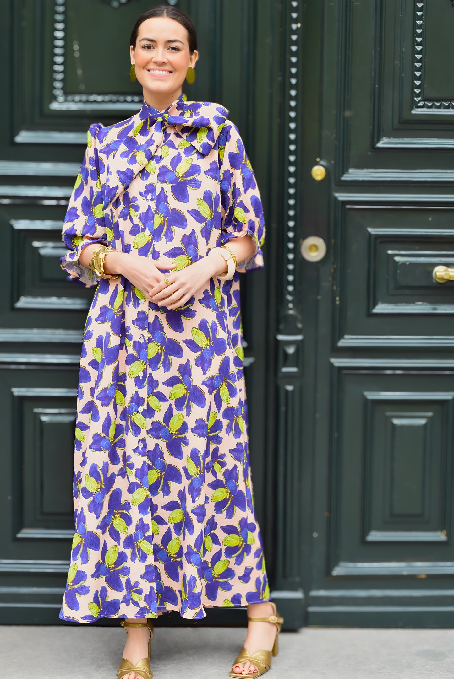 VESTIDO RAFAELA - FLOR MORADA - PREORDER 10 MAYO