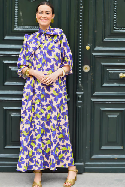 VESTIDO RAFAELA - FLOR MORADA - PREORDER 10 MAYO