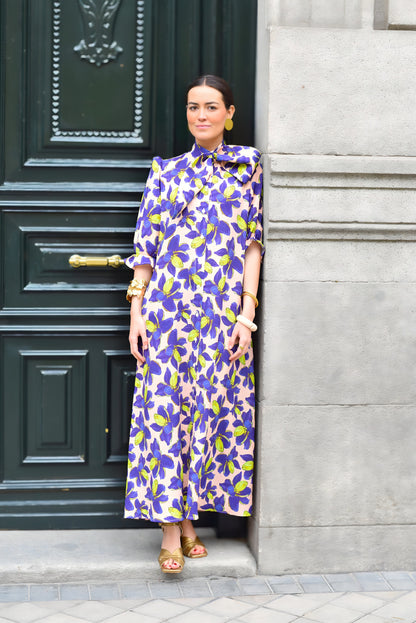 VESTIDO RAFAELA - FLOR MORADA - PREORDER 10 MAYO