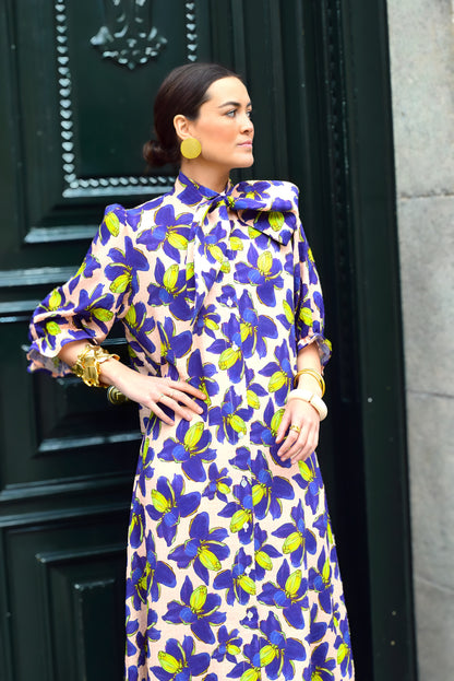 VESTIDO RAFAELA - FLOR MORADA - PREORDER 10 MAYO